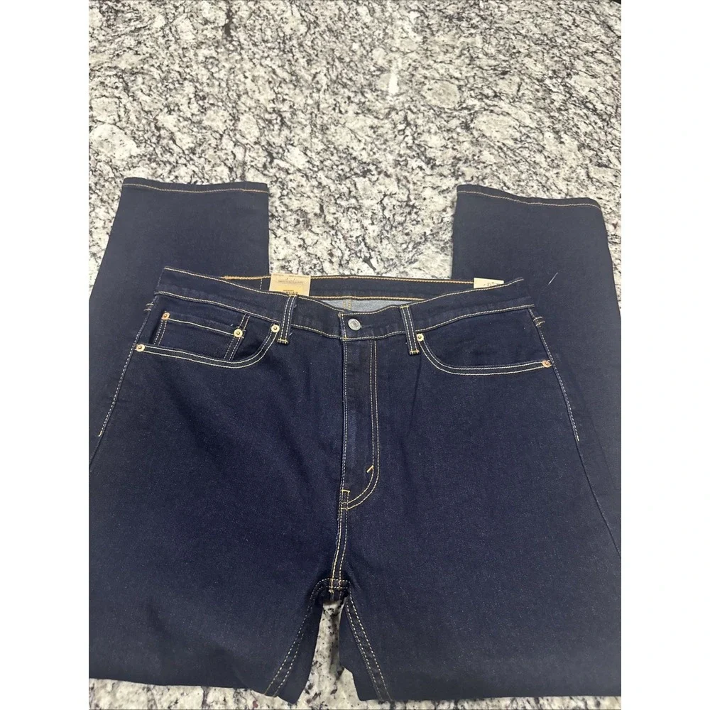 NWT Levi's 505 Regular Straight Leg Denim Jeans 36X30 Mens Dark‎ Blue Stretch